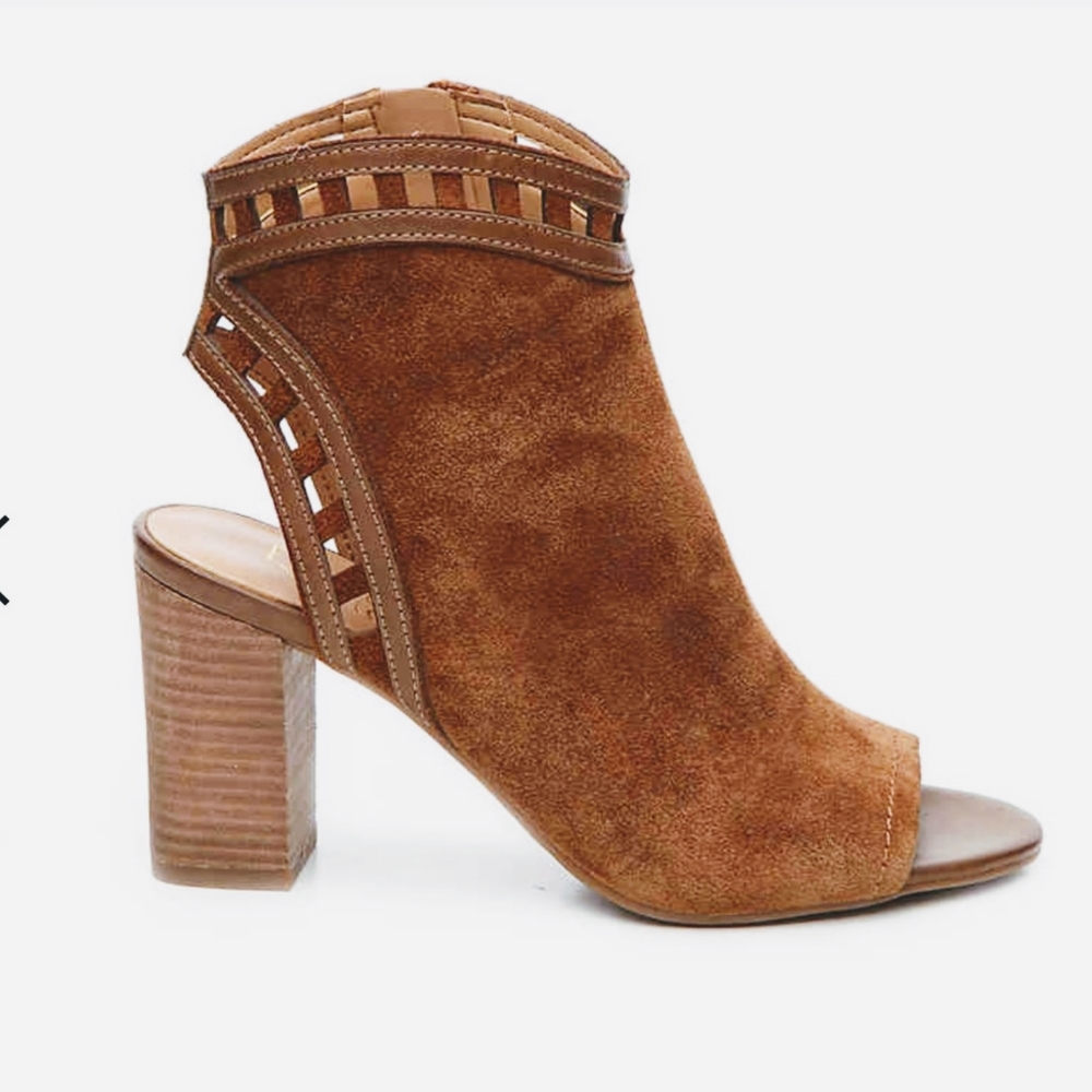 Franco Sarto Suede Peep Toe Booties